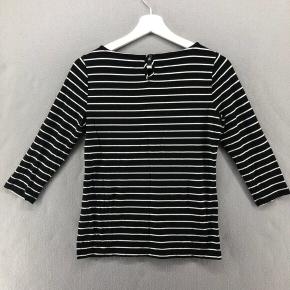 Talbots Asymmetrical Ponte Stretch Rayon T-Shirt Womens Petite Stripe Flattering - Picture 2 of 9